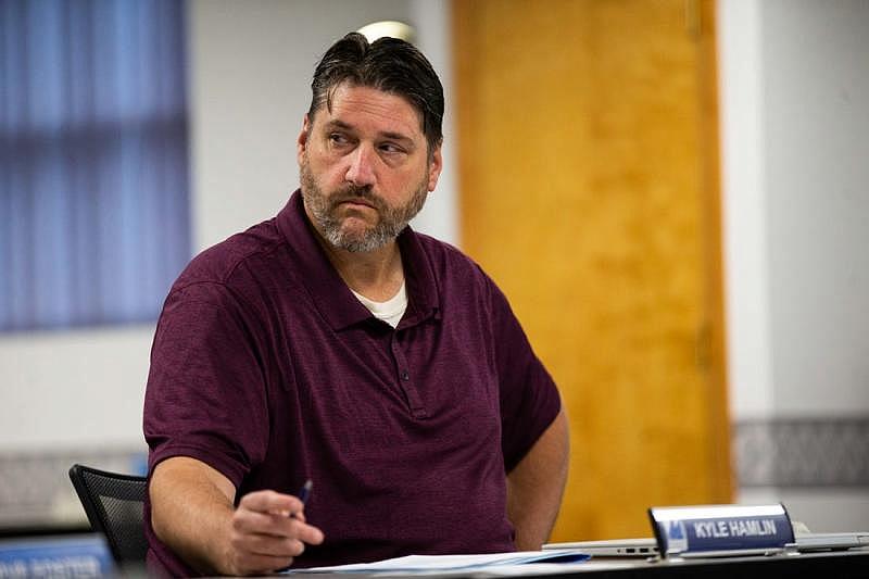 Montcalm Area ISD Superintendent Kyle Hamlin listens during a board meeting Thursday, Sept. 15, 2022, in Stanton, MI. Hamlin has declined to elaborate on the district's use of seclusion on its student body of fewer than 500 students. (Photo: Cody Scanlan/Holland Sentinel) CODY SCANLAN/HOLLAND SENTINEL