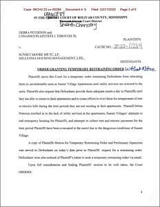 Read the full text of Judge Catherine Farris-Carter’s temporary restraining order against Sunset Village management here.
