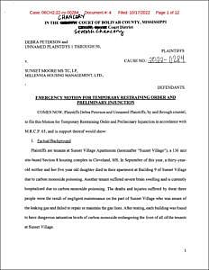 Read the full text of the University of Mississippi’s Low-Income Housing Clinic’s request for a temporary restraining order on behalf of Sunset Village residents here.