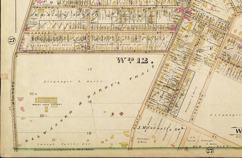 AN 1888 PLAT MAP OF MOUNT HOPE AND SOUTH AVENUES. ROCHESTER PUBLIC LIBRARY LOCAL HISTORY & GENEALOGY DIVISION