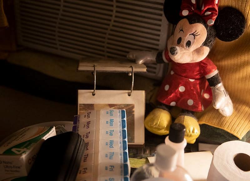 Pierce recently started keeping her daily medicine in her bedroom to force her to slowly ease her way back into it. The Minnie Mouse was a gift from Shane Fulmer, against whom she had a permanent protection order. LIZ DUFOUR/CINCINNATI ENQUIRER