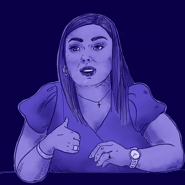 Glenda Gerena, administrator of the Administration of Families and Children of the Department of the Family. Illustration by Adriana C. García Soto | Centro de Periodismo Investigativo y Todas