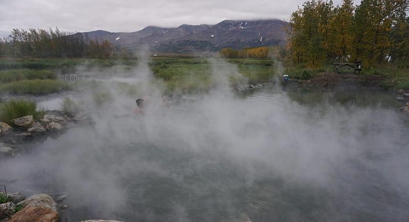 The hot springs at Pilgrim Hot Springs, Alaska, about 60 miles from Nome, that give the settlement its name. (Yereth Rosen)