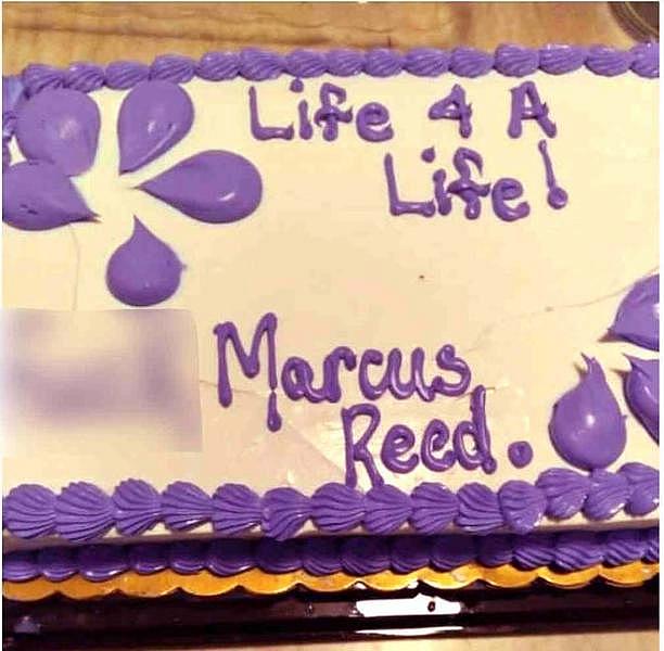 The family of Patricia Woods celebrated with cake Monday, Nov. 29 when Marcus Reed, 30, was sentenced to 15 years to life in prison for her murder April 17, 2020, at her Westwood apartment. Woods' two young children were present when Reed shot their mother. Woods' mother Tracey Jones said the cake's purple icing represents domestic violence awareness, and purple was Woods' favorite color. Family Photo The family of Patricia Woods celebrated with cake Monday, Nov. 29 when Marcus Reed, 30, was sentenced to 15 years to life in prison for her murder April 17, 2020, at her Westwood apartment. Woods' two young children were present when Reed shot their mother. Woods' mother Tracey Jones said the cake's purple icing represents domestic violence awareness, and purple was Woods' favorite color. Family Photo