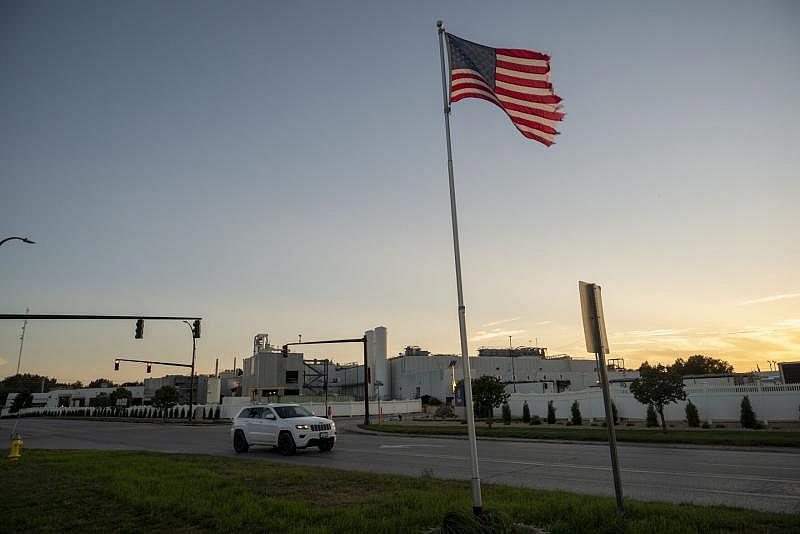 The Tyson pork plant employees more than 2,000 workers and is one of the main economic drivers of Storm Lake. It was the site of a COVID-19 outbreak that affected one-fourth of its workforce. Natalie Krebs / IPR The Tyson pork plant employees more than 2,000 workers and is one of the main economic drivers of Storm Lake. It was the site of a COVID-19 outbreak that affected one-fourth of its workforce. Natalie Krebs / IPR