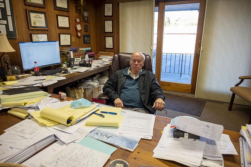 Willis Hamilton works at a Storm Lake family-run law firm in existence since the 1860s. He represents a handful of workers affected by Tysons COVID-19 outbreak at the local pork plant. Natalie Krebs / IPR Willis Hamilton works at a Storm Lake family-run law firm in existence since the 1860s. He represents a handful of workers affected by Tysons COVID-19 outbreak at the local pork plant. Natalie Krebs / IPR