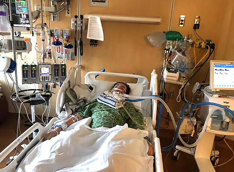 After drinking an entire bottle of gin in 2019, Lisa Rowe's son was rushed to the hospital with a nearly lethal blood alcohol level of 0.5 percent. He spent four days in a coma. (Family photo) After drinking an entire bottle of gin in 2019, Lisa Rowe's son was rushed to the hospital with a nearly lethal blood alcohol level of 0.5 percent. He spent four days in a coma. (Family photo)