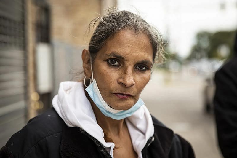 Elizabeth Elamri, who lives on the Southwest Side, showed up at a West Side Heroin/Opioid Task Force street outreach event to get overdose-reversal drugs. Ashlee Rezin / Sun-Times