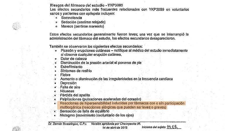 El consentimiento informado que firmó María Elisa Rangel no hablaba explícitamente del síndrome DRESS.