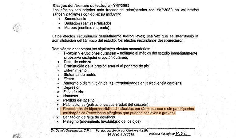 El consentimiento informado que firmó María Elisa Rangel no hablaba explícitamente del síndrome DRESS. El consentimiento informado que firmó María Elisa Rangel no hablaba explícitamente del síndrome DRESS.