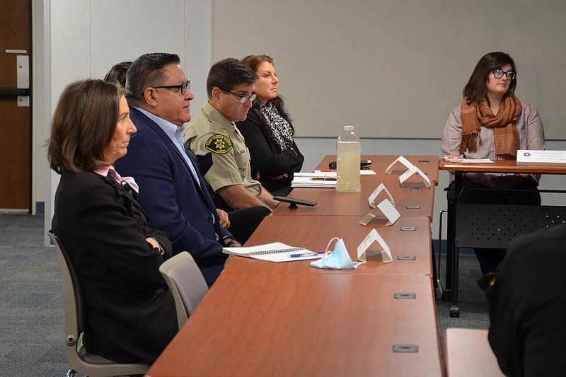 Santa Barbara County Third District Supervisor Joan Hartmann, left, and Congressman Salud Carbajal, second from left, listen to an update on behavioral health and criminal justice department collaborative programs during a Dec. 19 event. Giana Magnoli / Noozhawk photo Santa Barbara County Third District Supervisor Joan Hartmann, left, and Congressman Salud Carbajal, second from left, listen to an update on behavioral health and criminal justice department collaborative programs during a Dec. 19 event. Giana Magnoli / Noozhawk photo