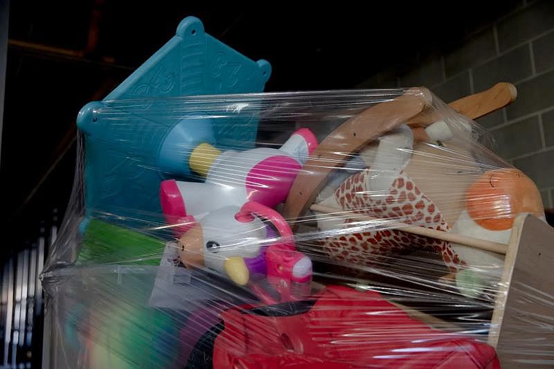 Belongings of evicted people in New Haven are stored at a warehouse at New Haven Public Works Department, waiting to be picked up. Five to six evictions take place a week on average, said Tariq Dasent, an employee at the department. YEHYUN KIM / CTMIRROR.ORG