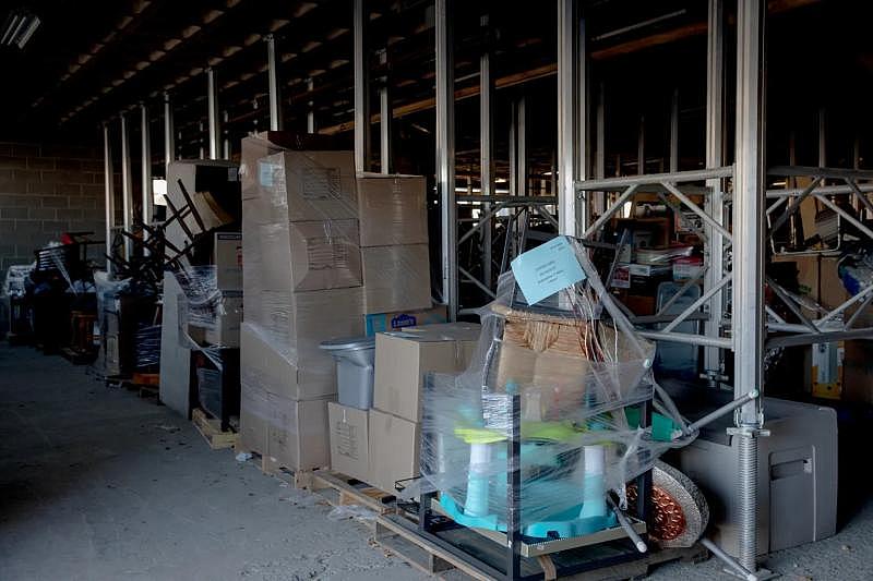 Belongings of evicted people in New Haven are stored at a warehouse at New Haven Public Works Department, waiting to be picked up. Five to six evictions take place a week on average, said Tariq Dasent, an employee at the department. YEHYUN KIM / CTMIRROR.ORG