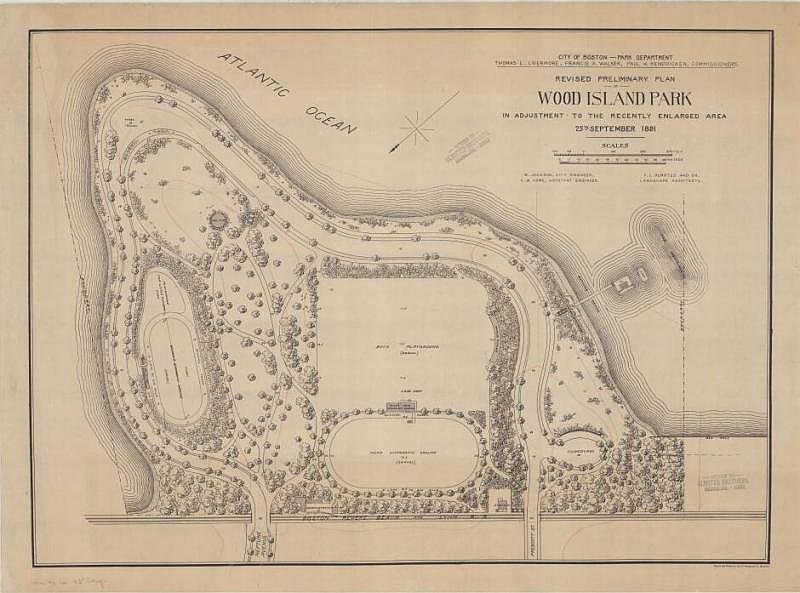 A proposed plan of construction of Wood Island Park by Frederick Law Olmsted. 
