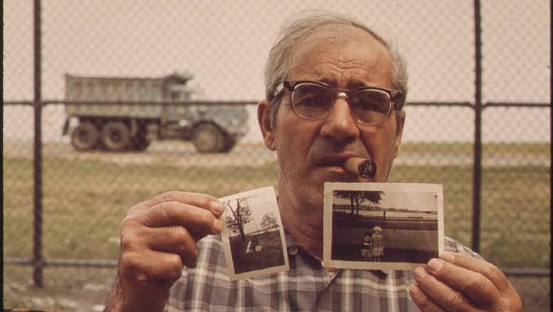 Captured in 1973, Matthew Vieira stands in the very place where, some 35 years ago, he took these pictures of his children.