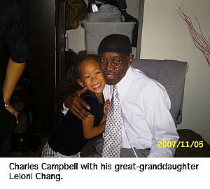 Charles Campbell with his great-granddaughter Leloni Chang.