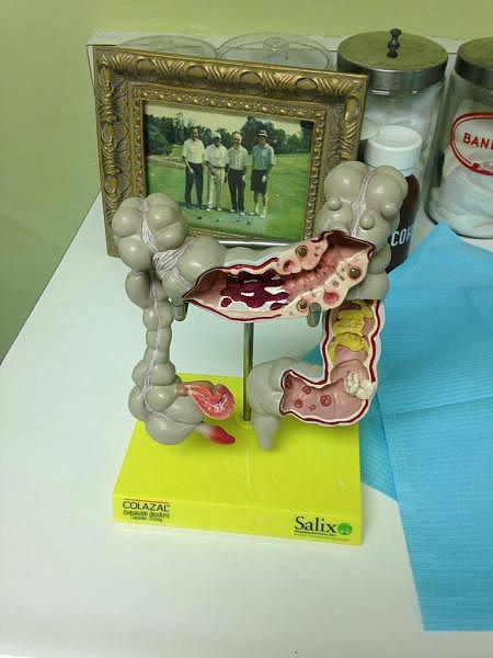 A medical model of a colon, in Dr. Donald Henderson’s office. Photo by Avishay Artsy