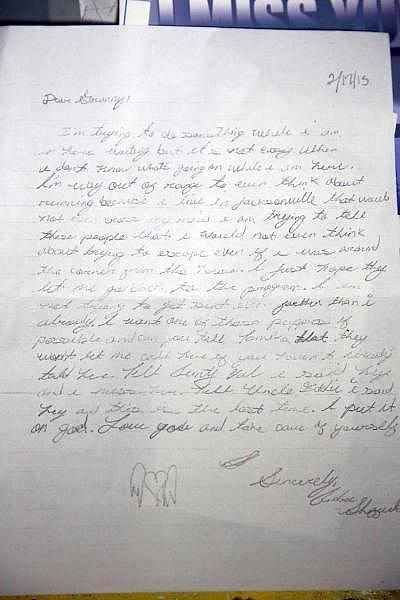 This is the last letter that Berlena Sheffield received from her grandson Andre, 14, written two days before his death. He signed the letter with a heart adorned with angel wings. Emily Michot 