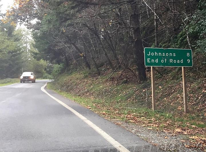 A road sign on the winding, one-lane State Route 169 warns drivers that the end is near.