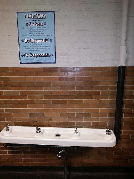 A water fountain at Cassidy Elementary School that tested high for lead.