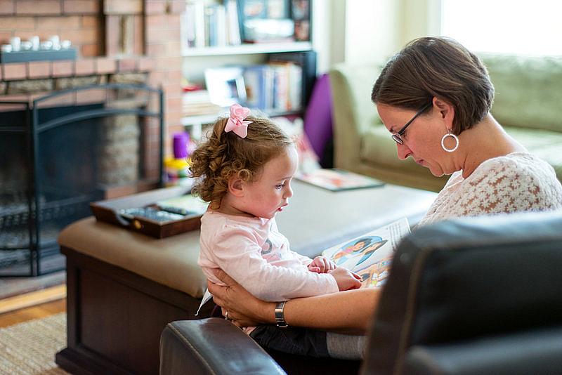 Anne Shamiyeh at home with 3-year-old Malia. Twins Kai and Malia arrived roughly two months early. Each weighed around 3 pounds at birth, but Malia was able to go home after about five weeks in the NICU.