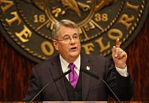 Sen. Don Gaetz, R-Niceville, speaks during a ceremony at the Florida Capitol Monday Sept. 19, 2011, in Tallahassee, Fla. (AP Photo/Phil Sears)