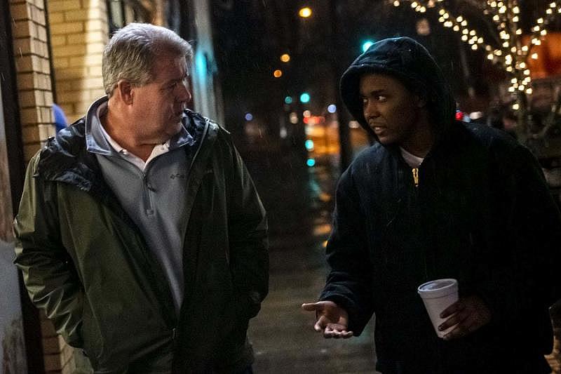 Tom Speed, left, meets weekly with Mark Pence ,25, to mentor Pence, who has experience chronic homelessness throughout his life, Monday, Feb. 11, 2019, in Louisville, Ky.