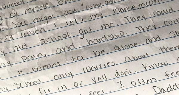 A hand-written draft of a story about a fictional Cleveland teen named "Elizabeth."