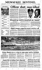 The January 2, 1982 edition of The Milwaukee Sentinel displays an article about Earnell Lucas. Lucas, then a Milwaukee police officer, was shot while responding to a noise complaint. (Photo: Milwaukee Journal Sentinel files)