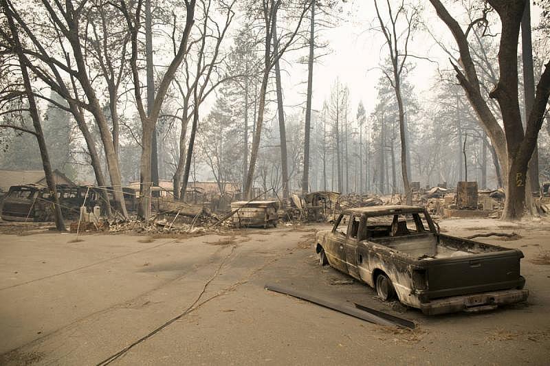 The site of Paradise Surplus on Nov. 13, 2018. (Anne Wernikoff/KQED)