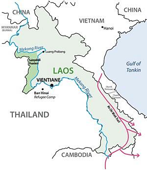 The Sainyabuli Province of Laos has been home to a large concentration of Hmong people. At the end of the Vietnam War many escaped to refugee camps in Thailand by crossing the Mekong River. (Map: Tina Flynn) The Sainyabuli Province of Laos has been home to a large concentration of Hmong people. At the end of the Vietnam War many escaped to refugee camps in Thailand by crossing the Mekong River.