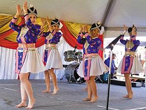 The Nkauj Hmoob Peev Xwm dance troupe, aka The Girls With Courage, perform in front of a crowd of leaders and elders from Butte County’s Hmong community. (Photo: Scott Thomas Anderson) The Nkauj Hmoob Peev Xwm dance troupe, aka The Girls With Courage, perform in front of a crowd of leaders and elders from Butte County’s Hmong community.