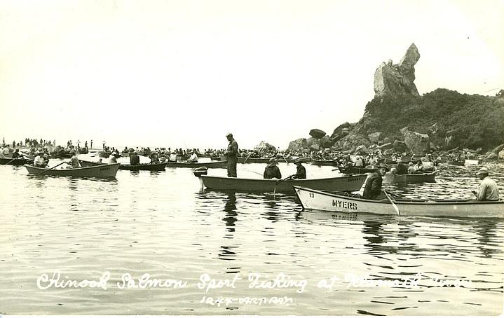 Recreational fishermen at the mouth of the Klamath River. Photo: Courtesy of the Del Norte County Historical Society