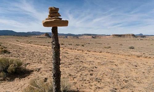 An informal road marker near Sanostee. Photograph: Don J Usner/Searchlight New Mexico