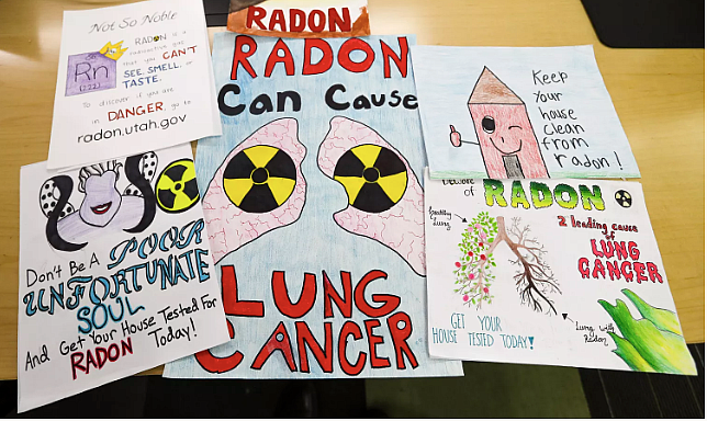 Winners in the 2020 state radon poster contest at the Utah Department of Environmental Quality offices in Salt Lake City on Monday, Dec. 16, 2019. (Steve Griffin, Deseret News)