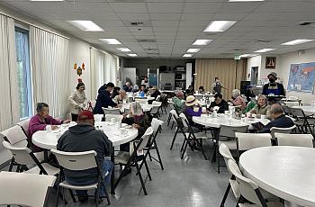 group of people eating lunch