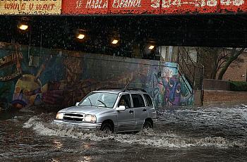 A car in the flood 
