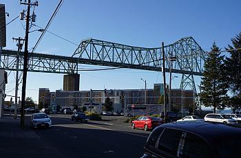 a bridge above a road