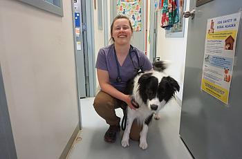 A women with a dog