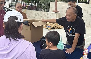 three people talking