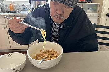 A man eating