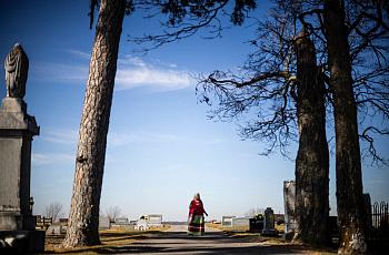 Patti Jo King visits the Tahlequah Cemetery near her home in Tahlequah, Oklahoma. 