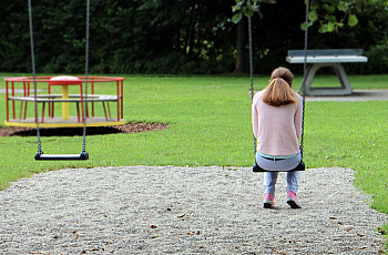 Child sitting on a swing