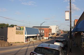 Cars line in a street