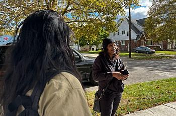 Two people on a street