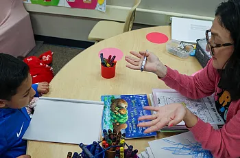 A child and a person