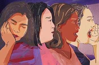 An animated painting of women 