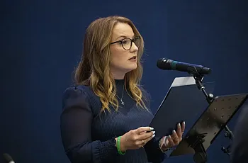 A person on a podium