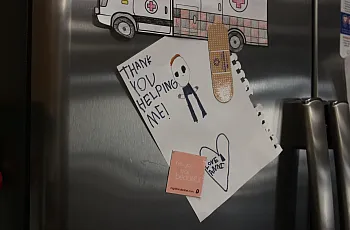 A picture on a fridge