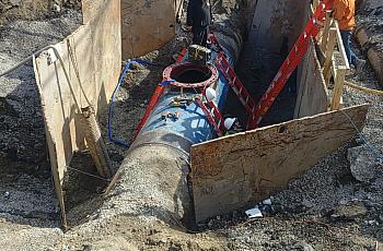 Repairs on a broken 54-inch water main in Southwest Detroit